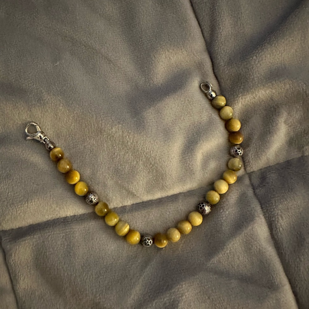 Jai tigers-eye Beaded Bracelet with Silver Accents